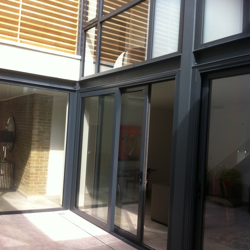 Anthracite aluminium sliding patio doors fitted in Berkhamsted